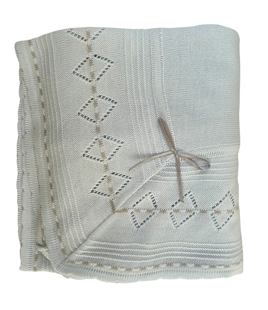 Manta celeste tejida forrada por dentro con algodón pima