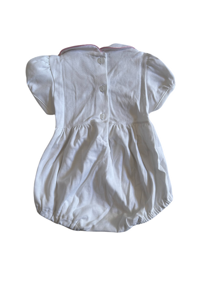 Enterito corto bordado a mano rosado