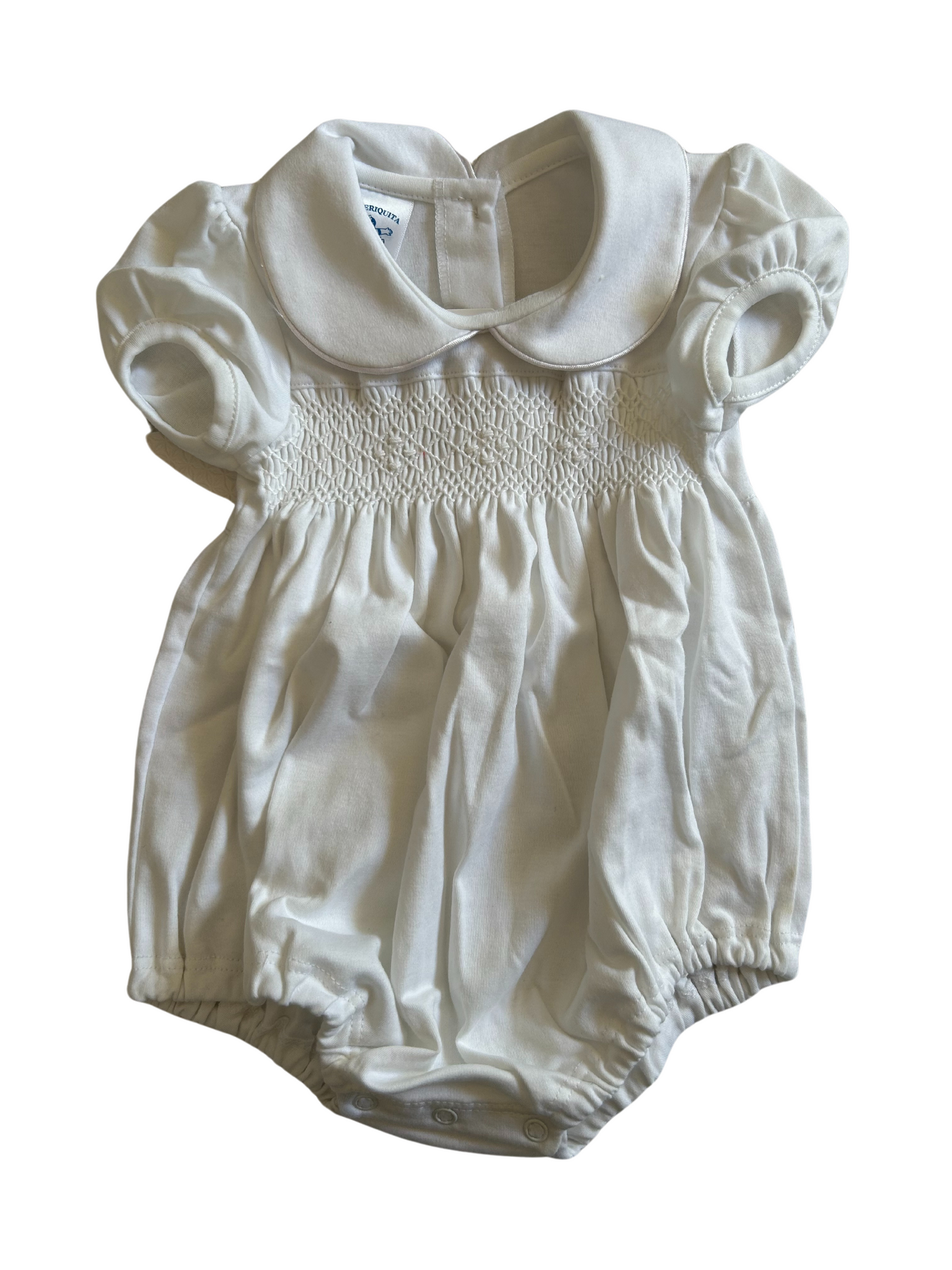 Enterito corto bordado a mano blanco